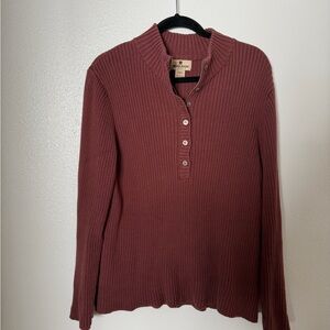 Woolrich Ribbed Henley Sweater in Plum